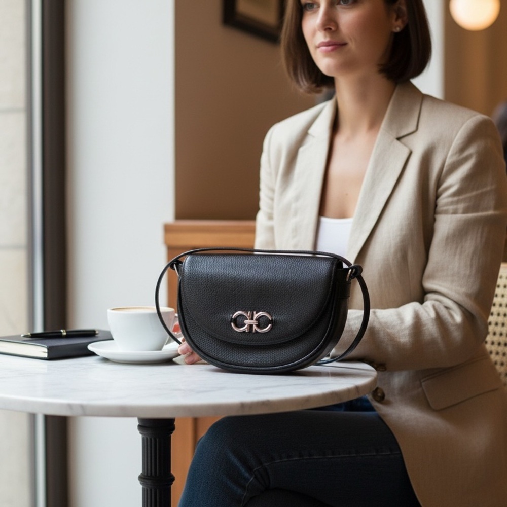 Black Leather Crossbody Bag